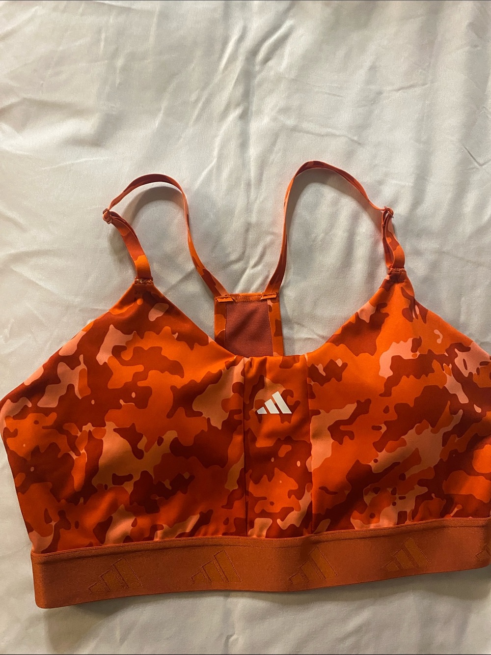adidas Orange Camo Racerback Sports Bra